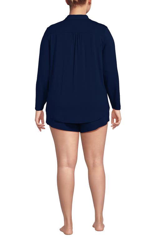 Lands' End Cooling 3 Piece Pajama Set In Blue