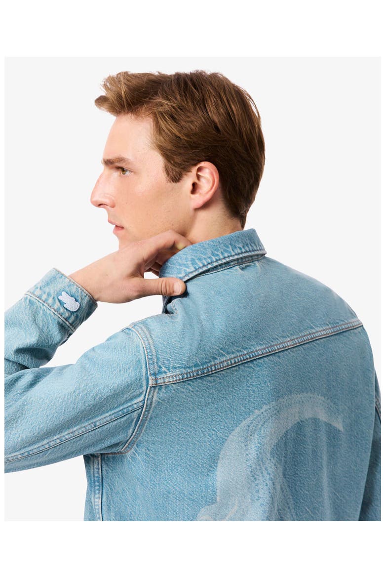 Crocodile Logo Denim Jacket, Alternate, color, WASHED BLEACH