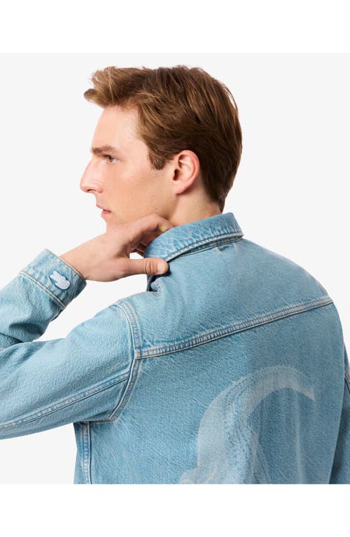 Lacoste Crocodile Logo Denim Jacket In Blue