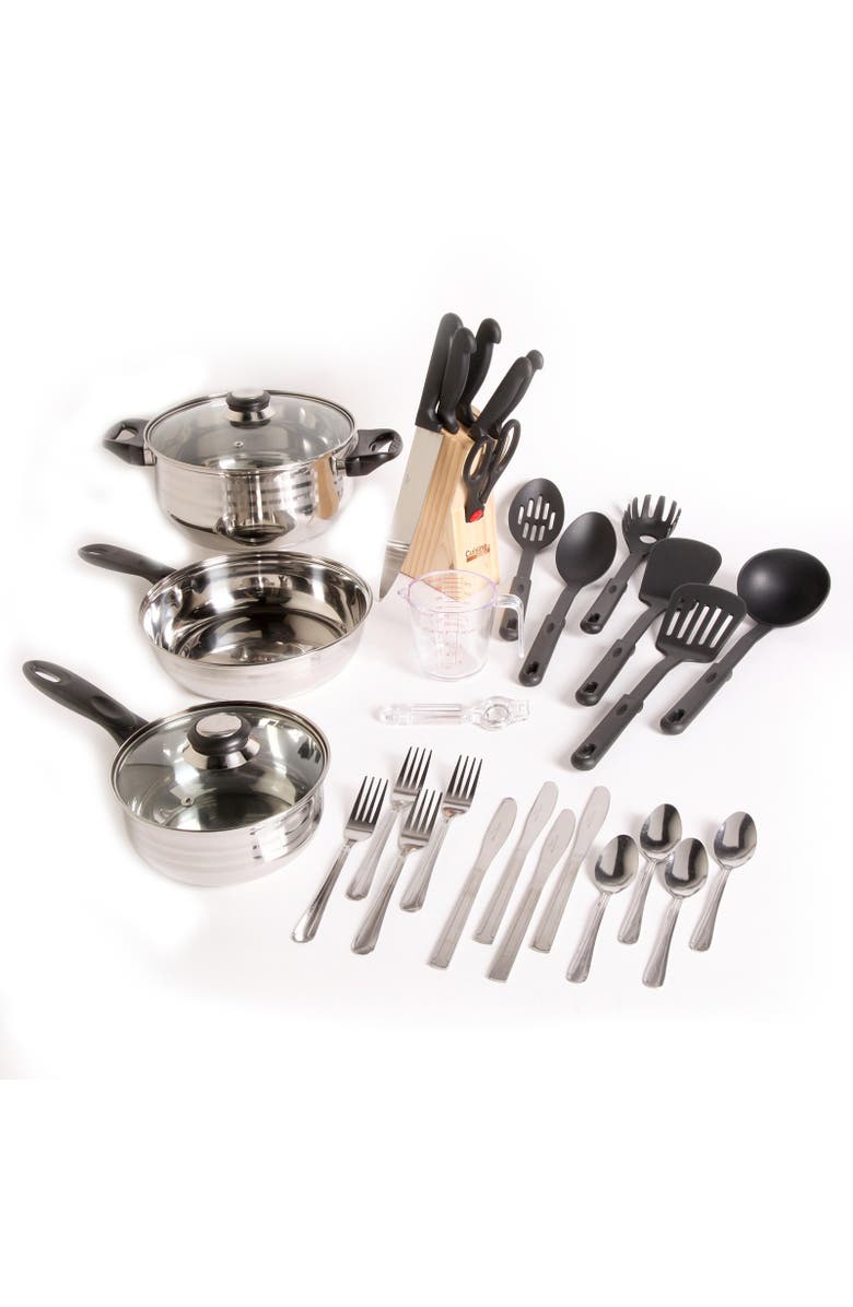 Gibson Home Total Kitchen Lybra 32-Piece Cookware Combo Set, Alternate, color, Black