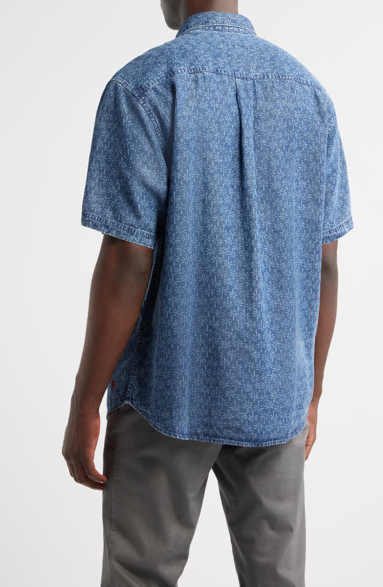 Tommy Bahama Polonia Palms Short Sleeve Lyocell Button-Up Shirt, Alternate, color, Indigo