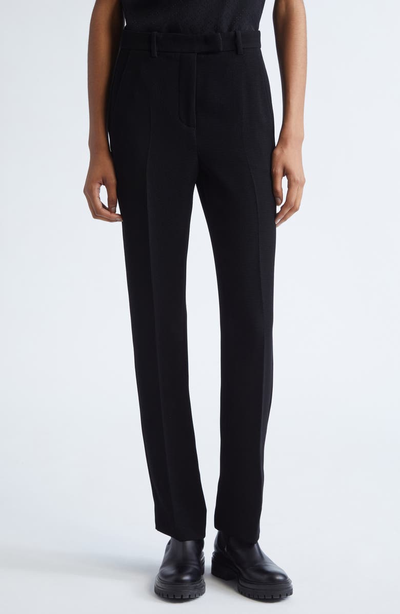 Emporio Armani Tech Waffle Straight Leg Pants, Main, color, Solid Black