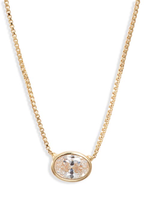 Bezel Cubic Zirconia Solitaire Pendant Necklace