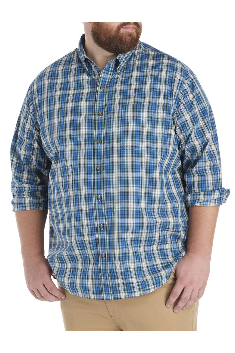Big & Tall Easy-Care Small Plaid Sport Shirt, Main, color, MULTI