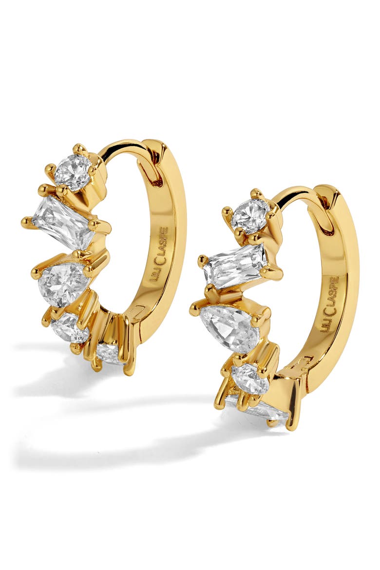 Mavis Huggie Hoop Earrings, Main, color, GOLD