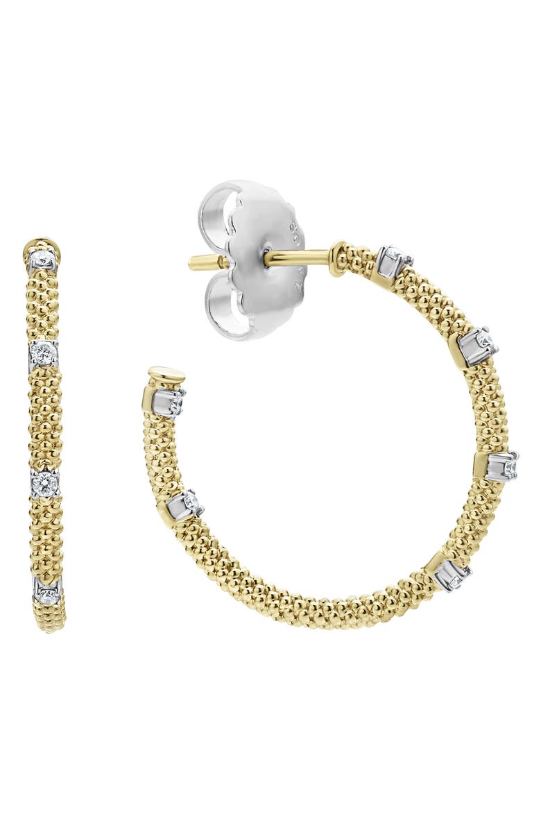 LAGOS Superfine Signature Caviar Diamond Hoop Earrings, Alternate, color, Gold