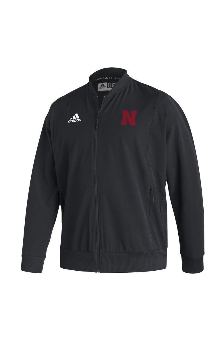 adidas Men's adidas Black Nebraska Huskers Ireland Sideline Woven Primeblue Full-Zip Bomber Jacket, Alternate, color, Black