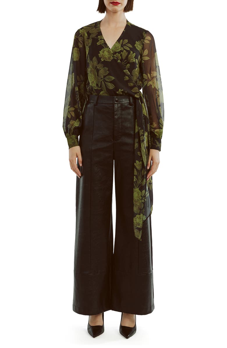 Bardot Diana Floral Georgette Wrap Top, Alternate, color, 