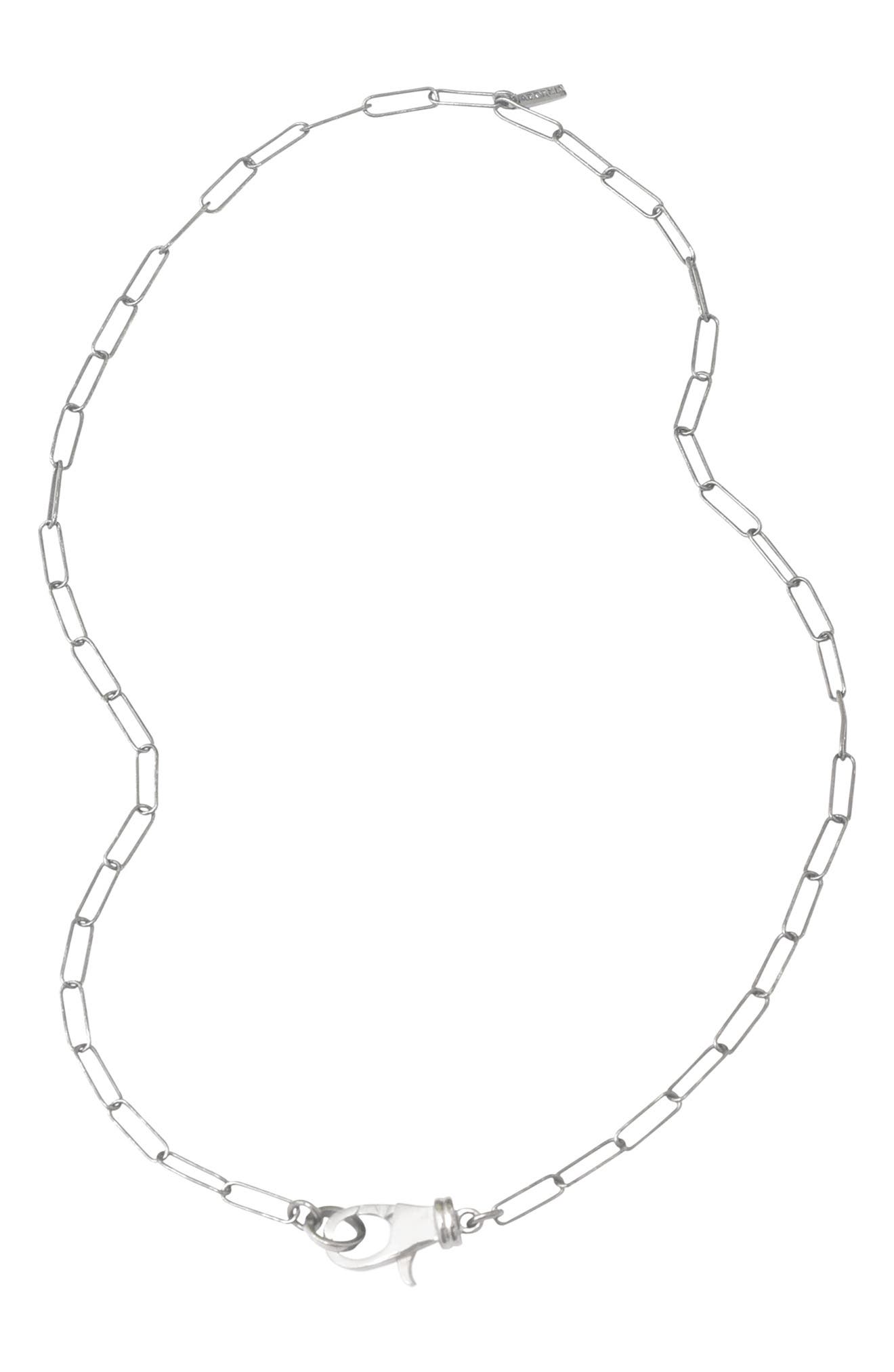 Adornia White Rhodium Plated Paper Clip Chain Necklace (Women ...