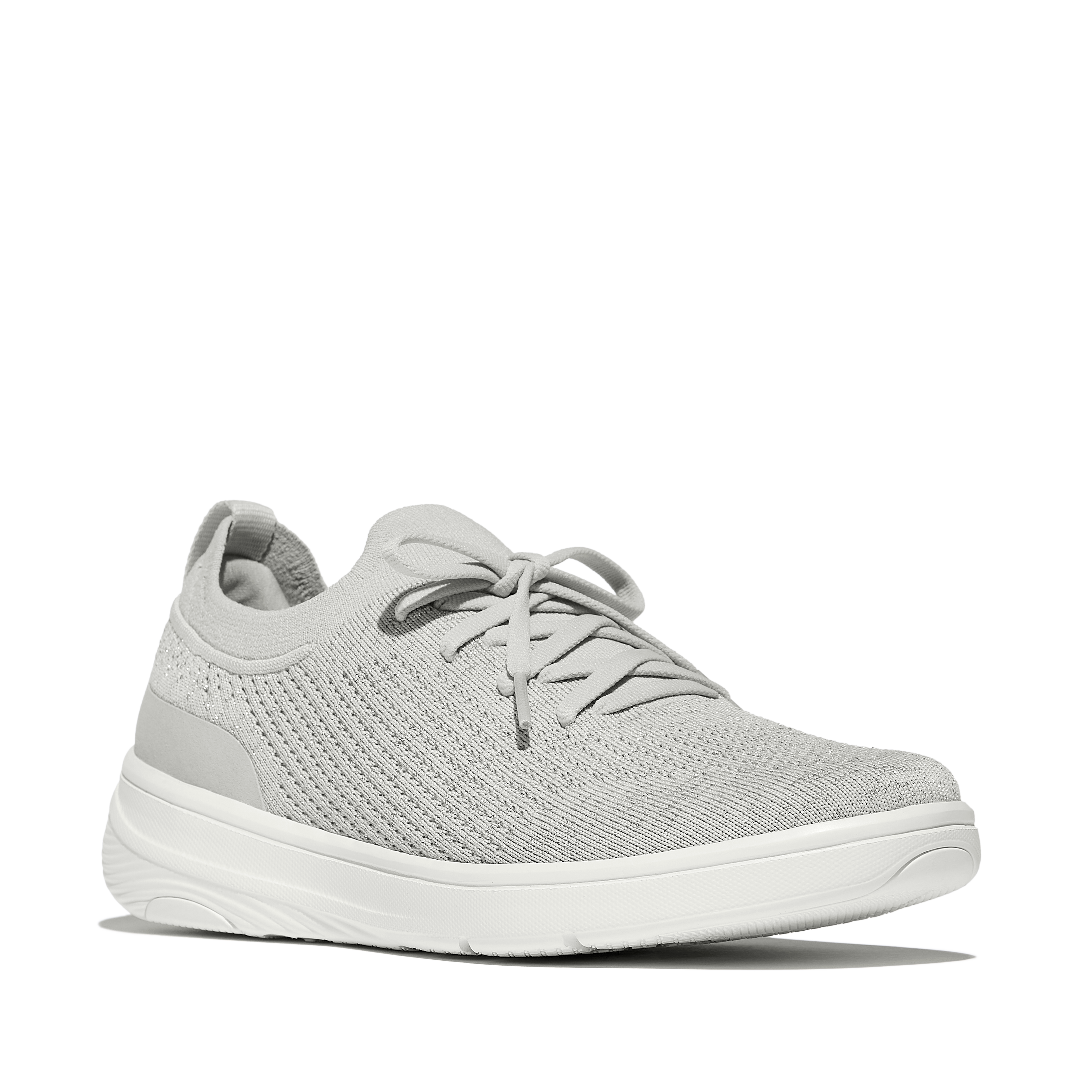 FitFlop Super-Q Knit Slip-On Laced Sneakers, Main, color, Arctic Grey/Silver