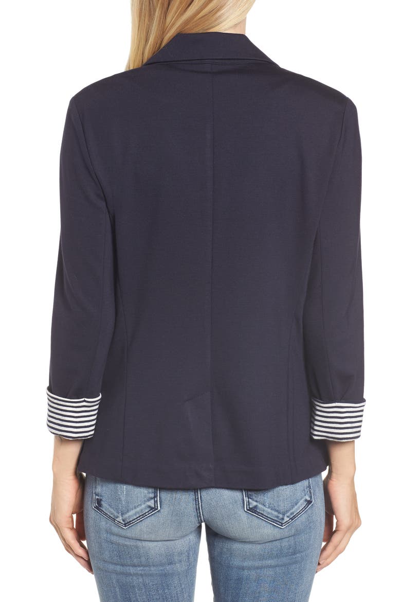 Gibson Roll Sleeve Knit Blazer, Alternate, color, NAVY