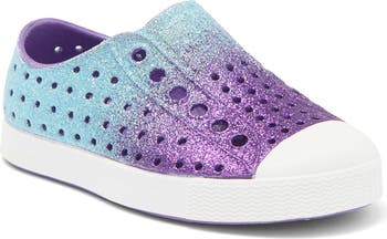 Purple bling authentic glitter girls native shoes Size 9