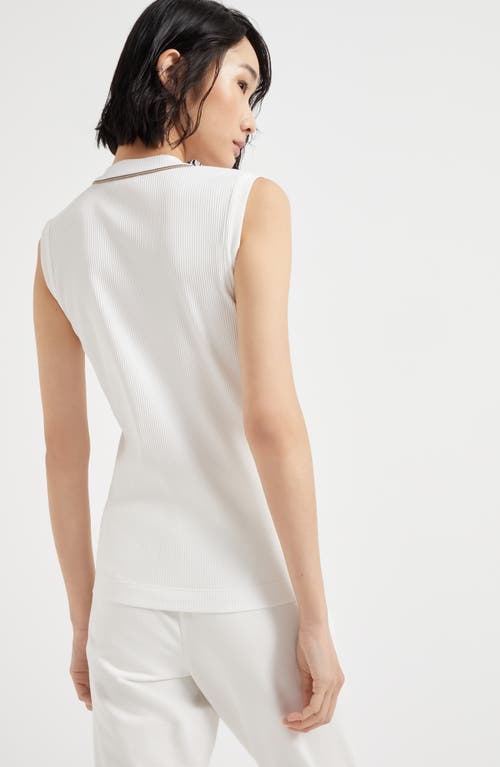 Brunello Cucinelli Ribbed Jersey Top In Off-white