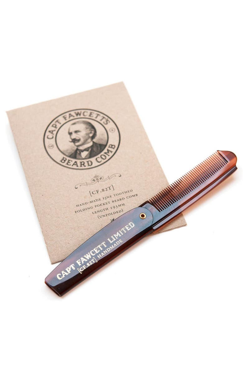 Captain Fawcett Folding Pocket Beard Comb, Main, color, Comb