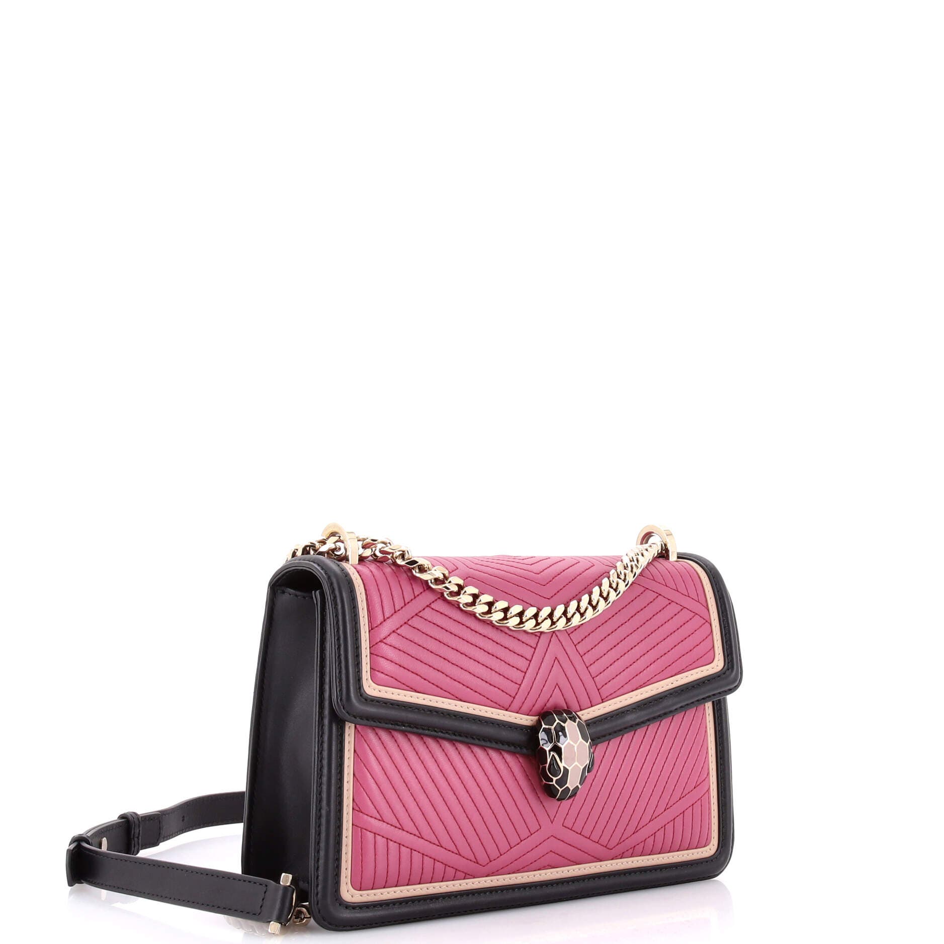 Serpenti Forever Shoulder Bag Quilted Leather Small, Alternate, color, Pink