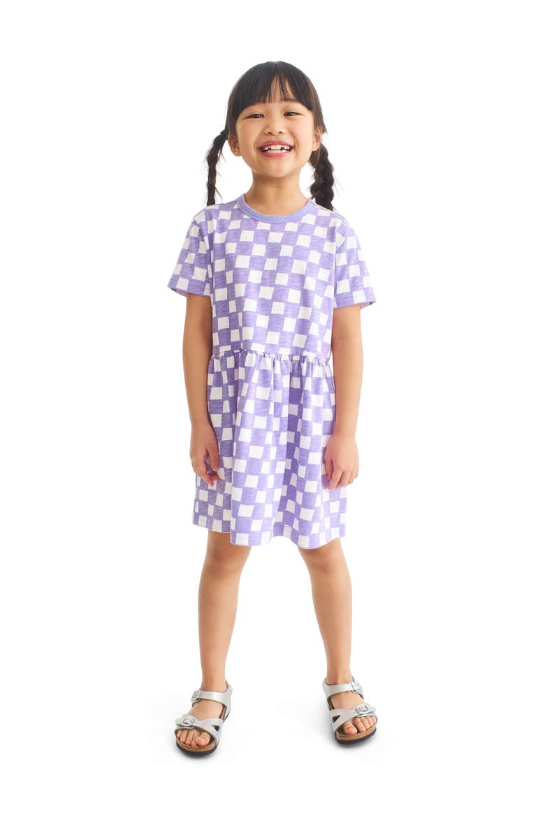 Kids Easy Dress In Checks, Alternate, color, Iris White Checks