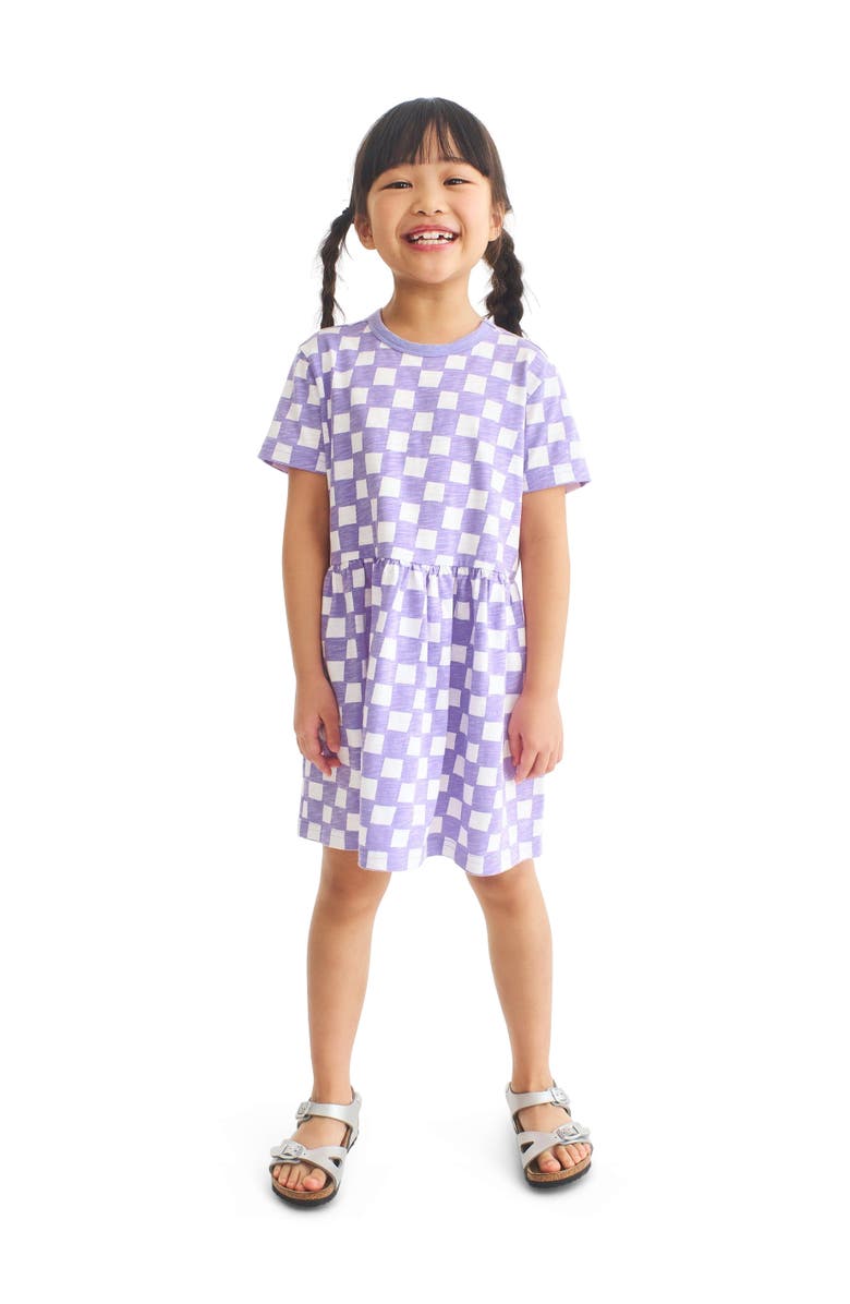 Primary Kids Easy Dress In Checks, Alternate, color, Iris White Checks