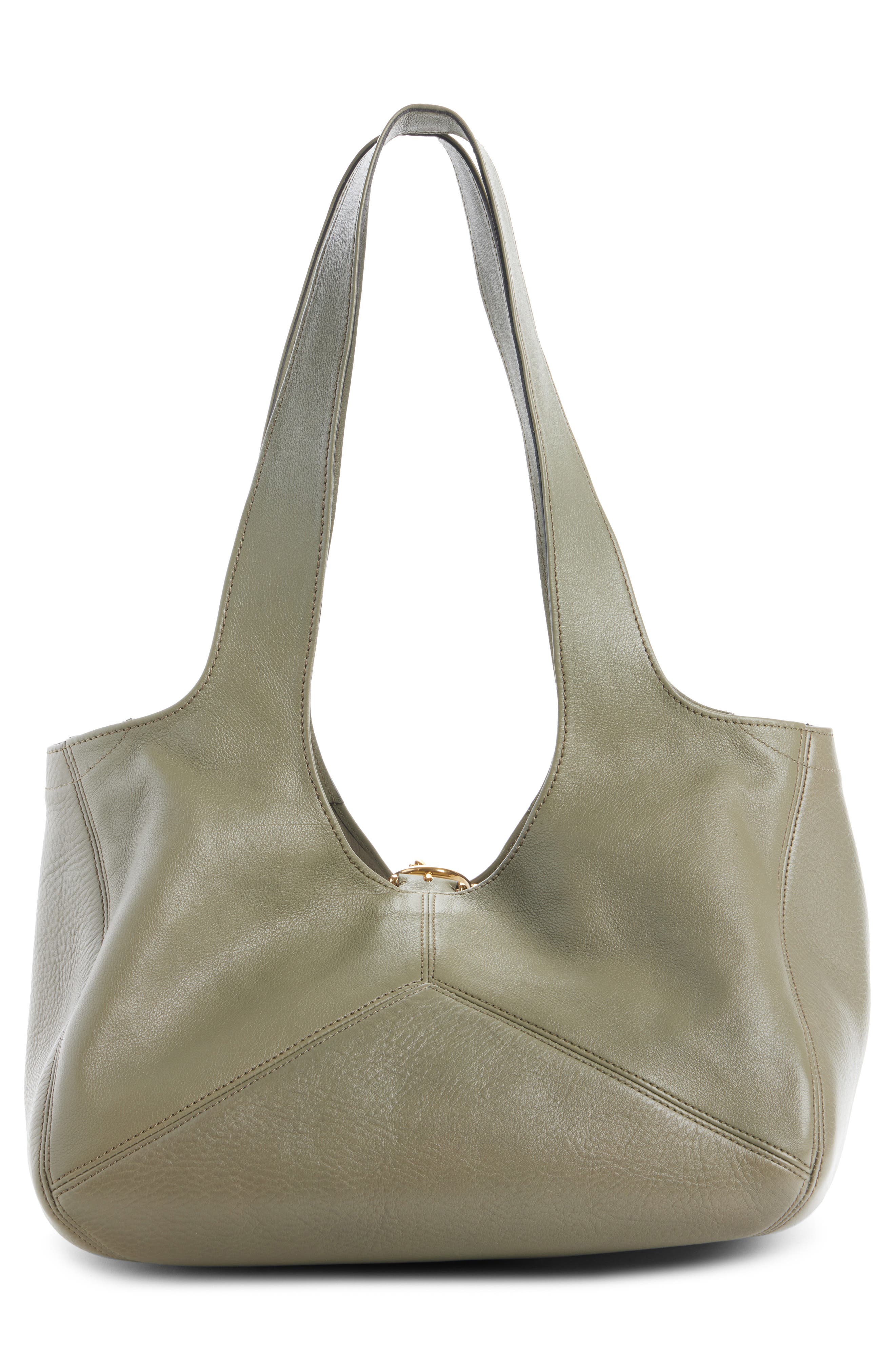 Chloé Medium Balloon Leather Tote, Alternate, color, Aloe Green