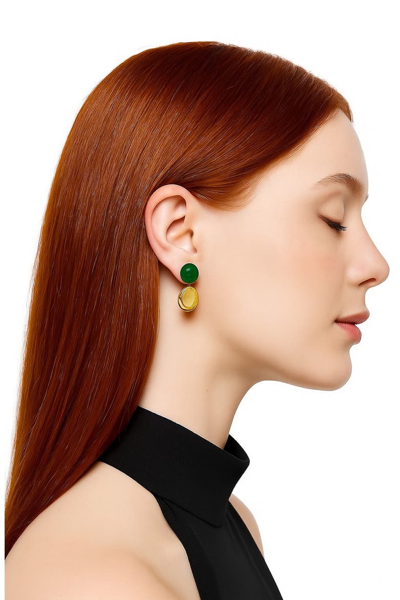 Modern Malachite Drop Earrings, Alternate, color, GOLD