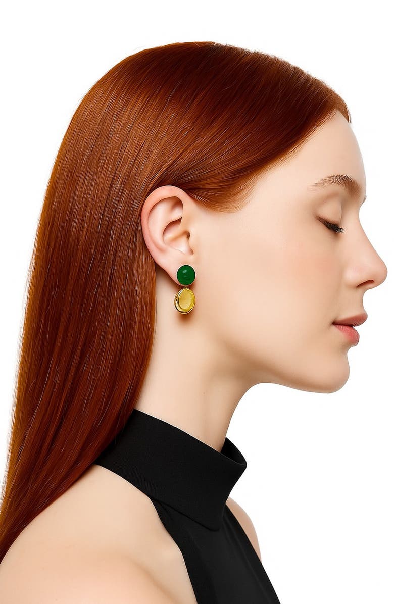 GABI RIELLE Modern Malachite Drop Earrings, Alternate, color, Gold