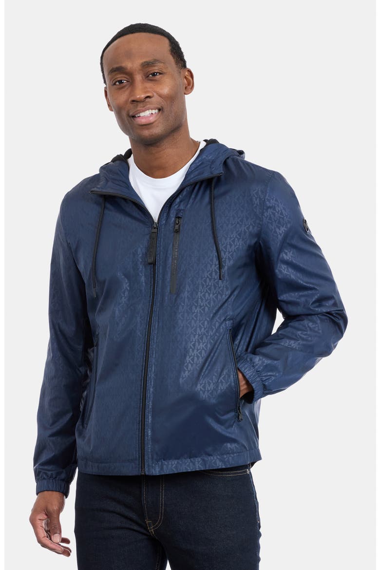 Allover Logo Print Windbreaker Jacket, Alternate, color, MIDNIGHT