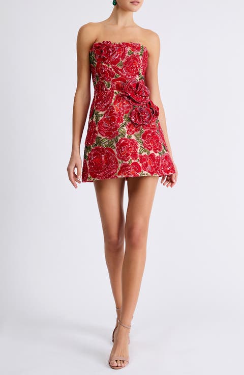 Caprice Embellished Strapless Cocktail Minidress