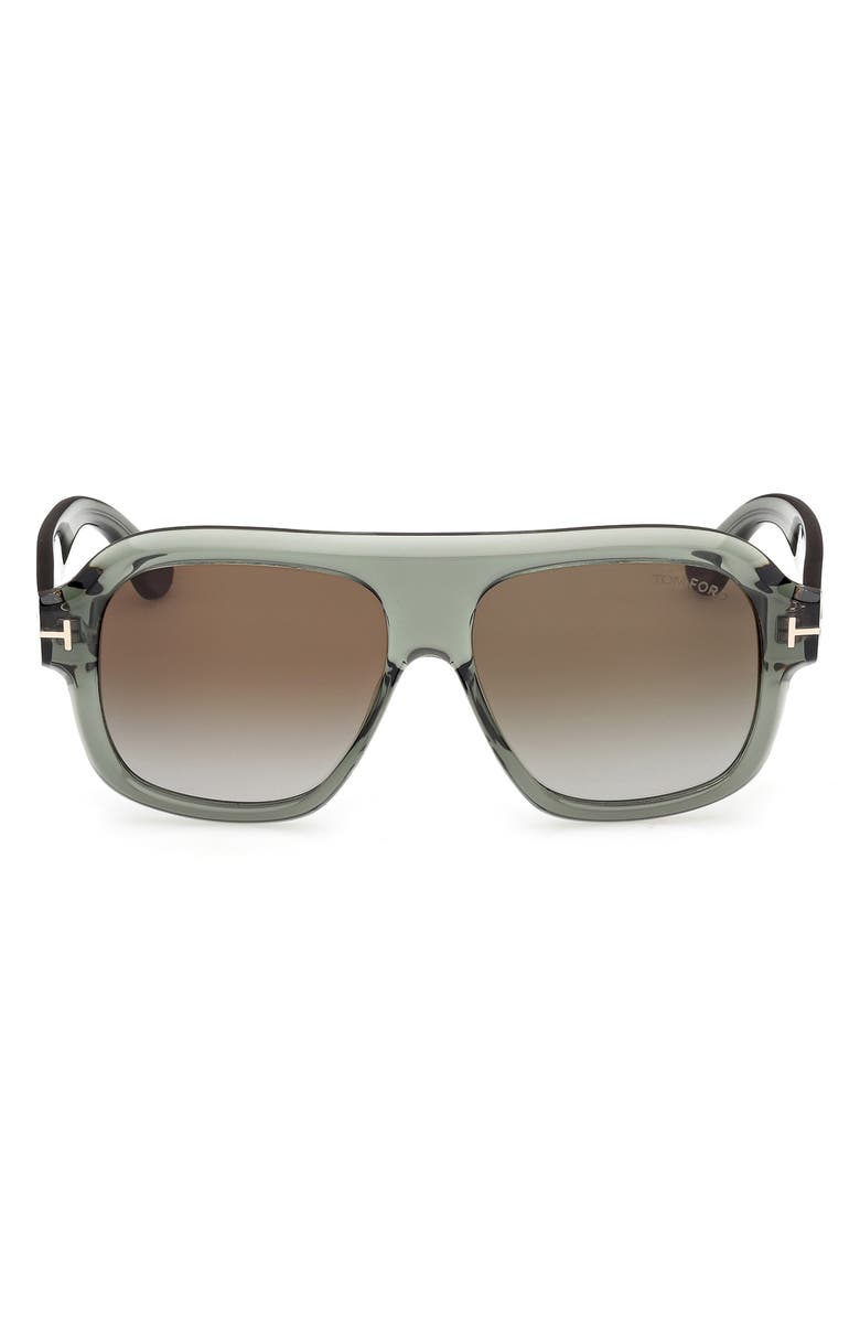 TOM FORD Rhonda 56mm Gradient Pilot Sunglasses, Main, color, Shiny Sage / Green Lens