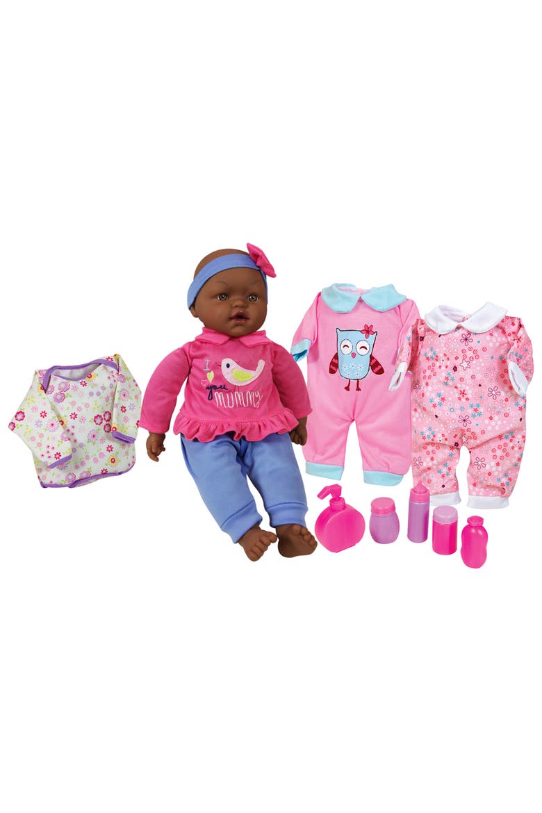 15 Inch Talking African American Baby Doll Set, Pink & Blue, I Love You Mummy, Main, color, Multicolored