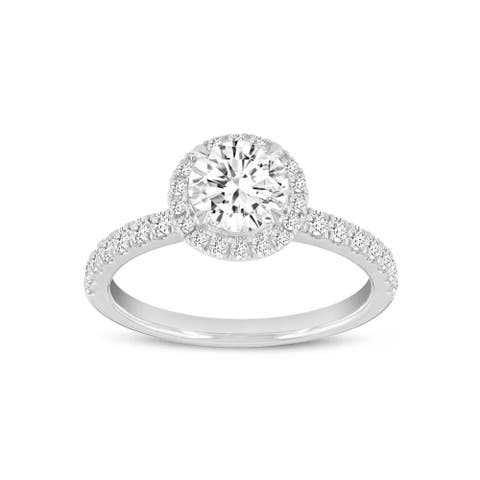 Paloma 14K White Gold Round Cut Lab Grown Diamond Halo Engagement Ring - 1.5 ctw