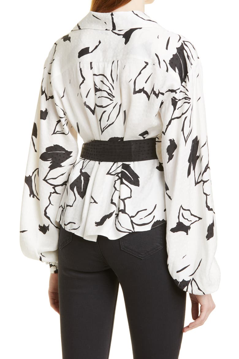 Eddith Floral Wrap Blouse, Alternate, color, WHITE