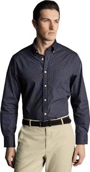 Charles Tyrwhitt Slim Fit Button-Down Collar Non-Iron Stretch Poplin Check Shirt