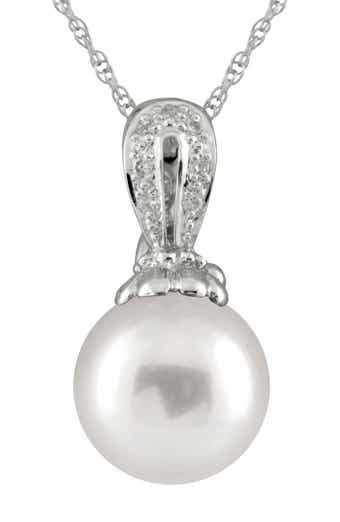 Diamond Enhancer Pendant Necklace with 8-9mm Freshwater Pearl
