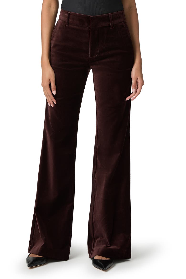 Marlow High Waist Flare Velvet Trouser Pants, Main, color, AUBERGINE