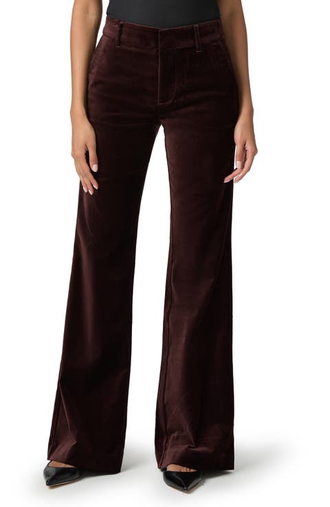 Marlow High Waist Flare Velvet Trouser Pants