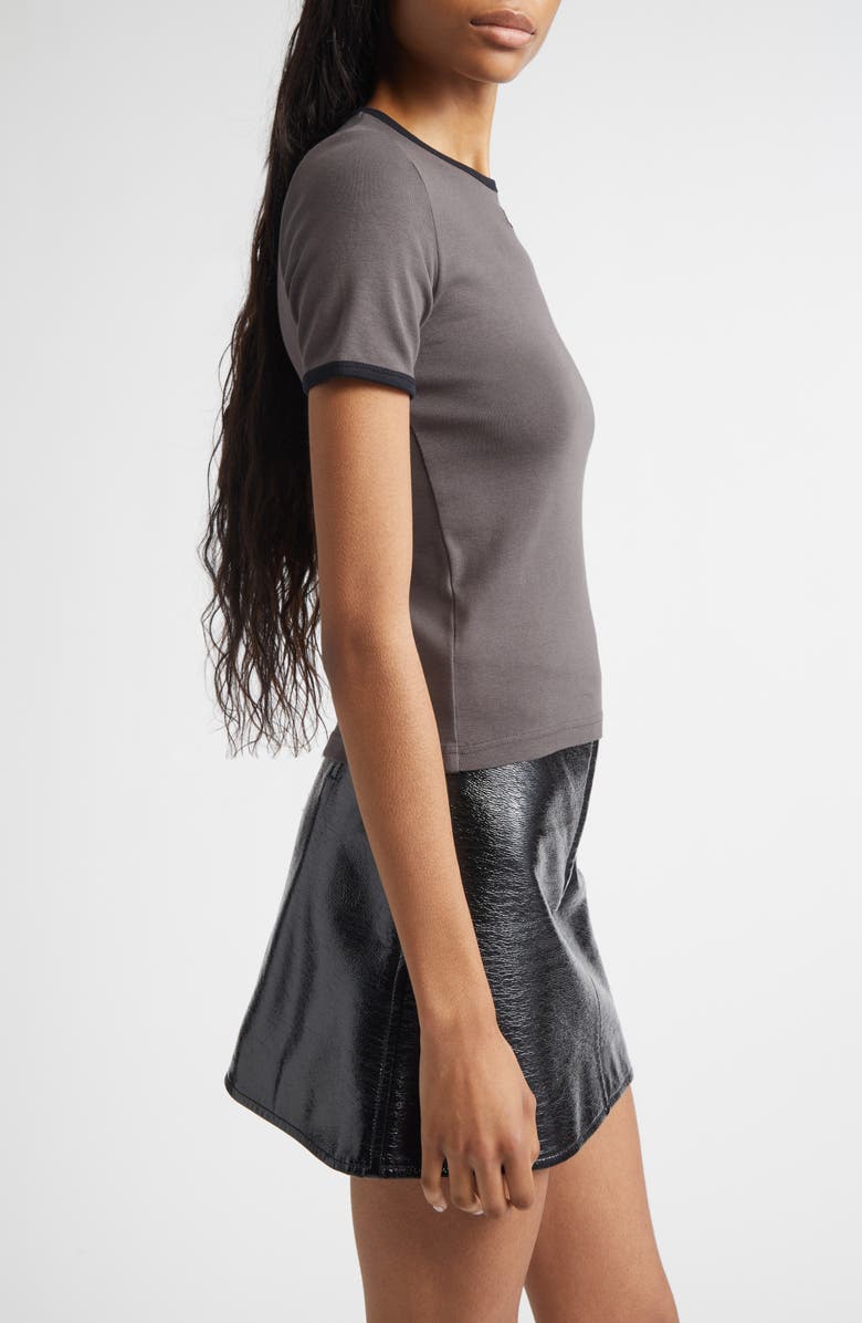 Courrèges Contrast Trim Logo T-Shirt, Alternate, color, Bitume/ Black