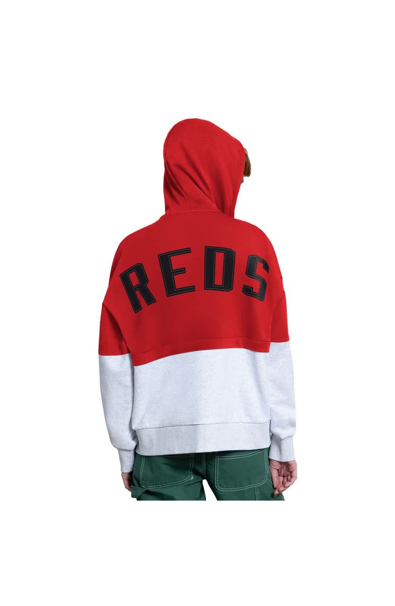 STARTER Women's Starter Red/Heather Gray Cincinnati Reds Wishbone Full-Zip Hoodie, Alternate, color, Red