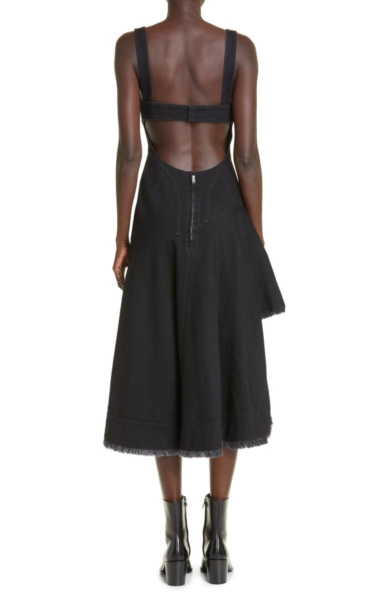 McQueen Asymmetric Denim Dress, Alternate, color, 
