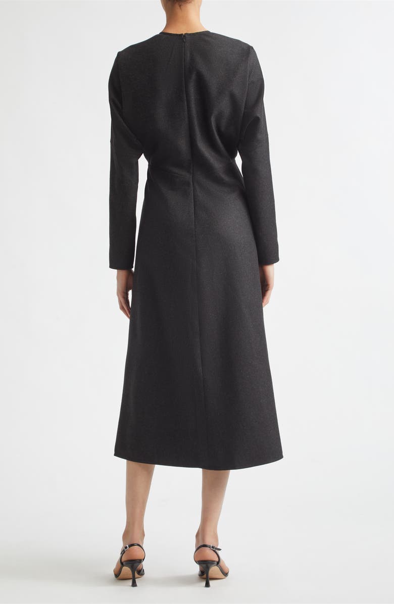 Victoria Beckham Dolman Long Sleeve Wool Twill Midi Dress, Alternate, color, Dark Grey Melange
