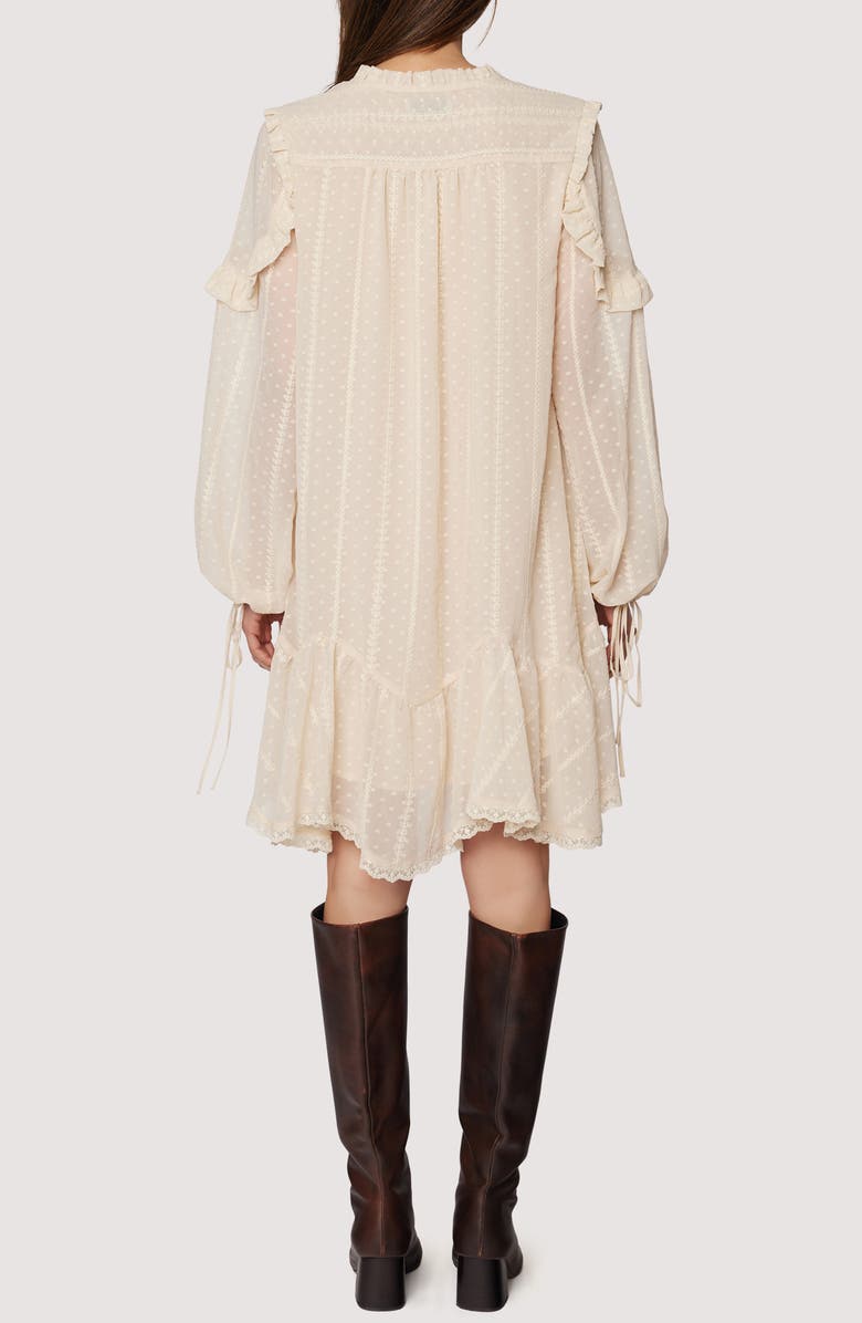 Lost + Wander Poetry in Bloom Embroidered Long Sleeve Trapeze Minidress, Alternate, color, Cream