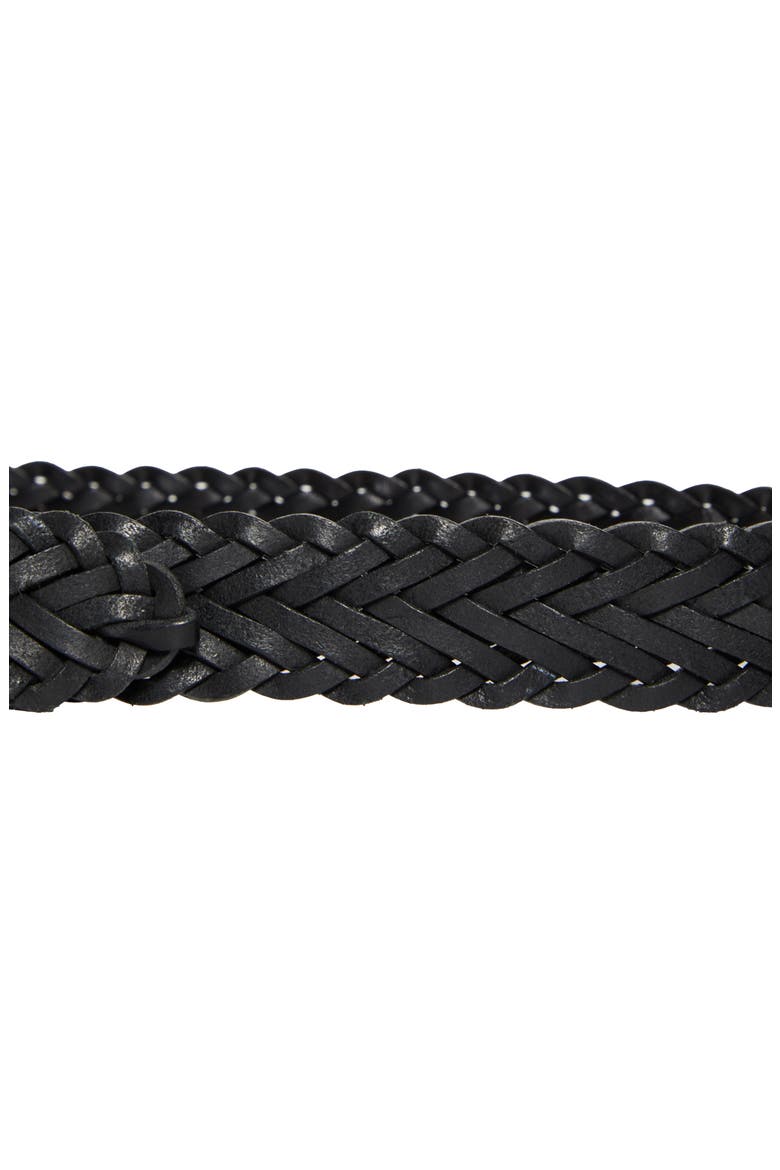 Nicola Braided Leather Belt, Alternate, color, BLACK W/ SHINY SILVER BUCKLE