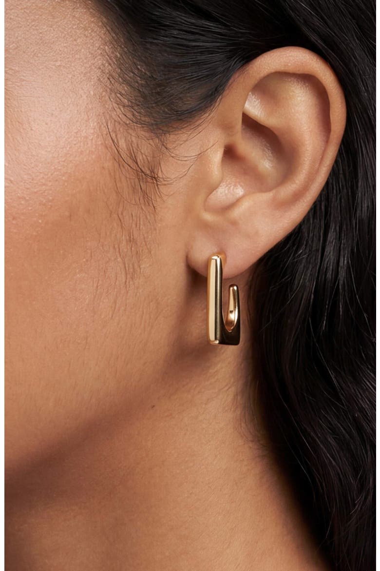 Geometric Hoop Earrings, Alternate, color, GOLD