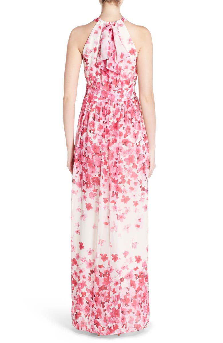 Eliza J Print Pleated Chiffon Maxi Dress, Alternate, color, 