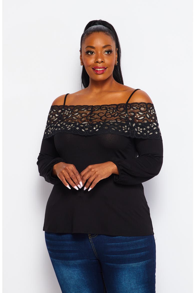 Banded Lace Drop Tunic, Alternate, color, BLACK