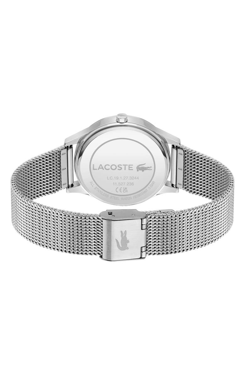 Lacoste Crocodelle Mesh Strap Watch, 36mm, Alternate, color, Silver
