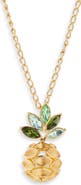 Oscar de la Renta Pineapple Crystal Leaf Pendant Necklace