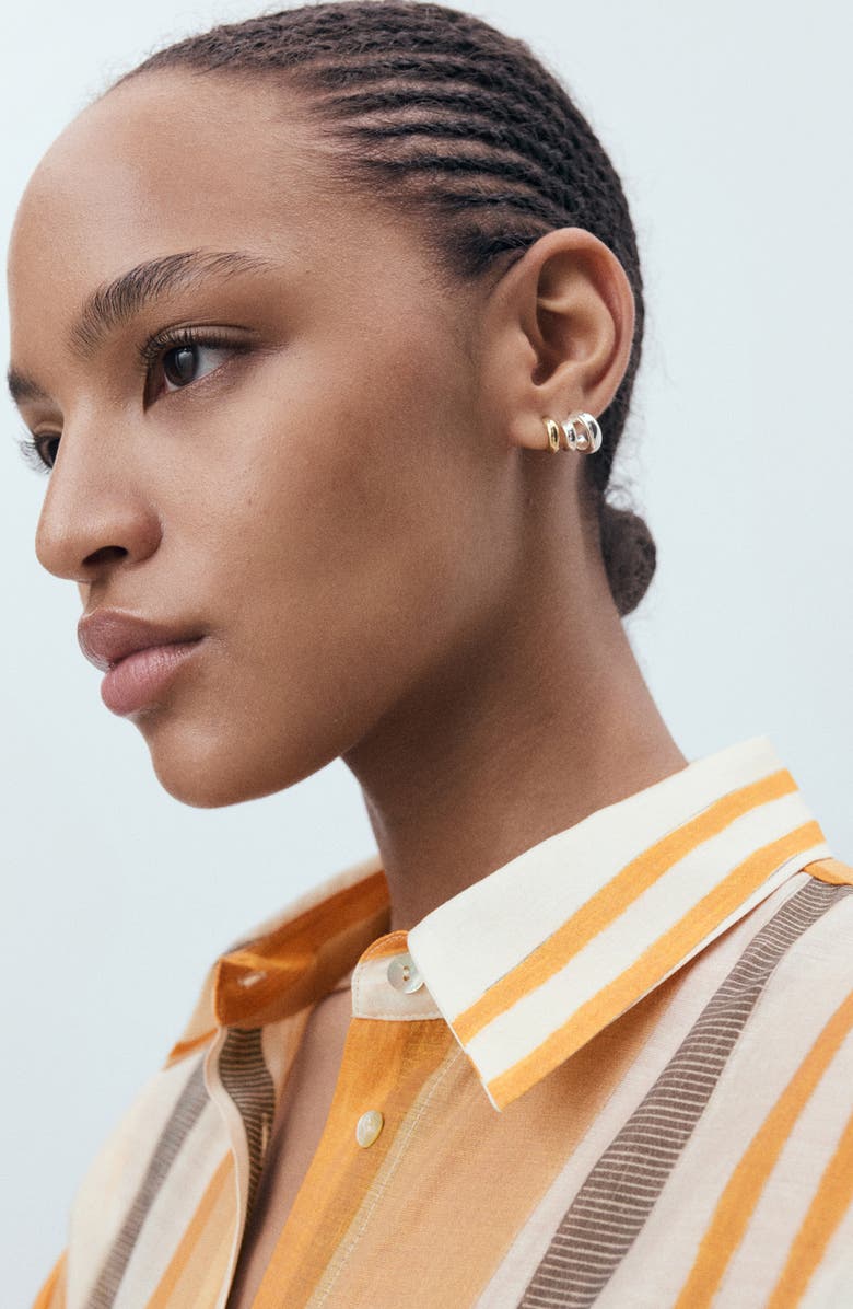 MANGO Striped Button-Up Shirt, Alternate, color, Off White