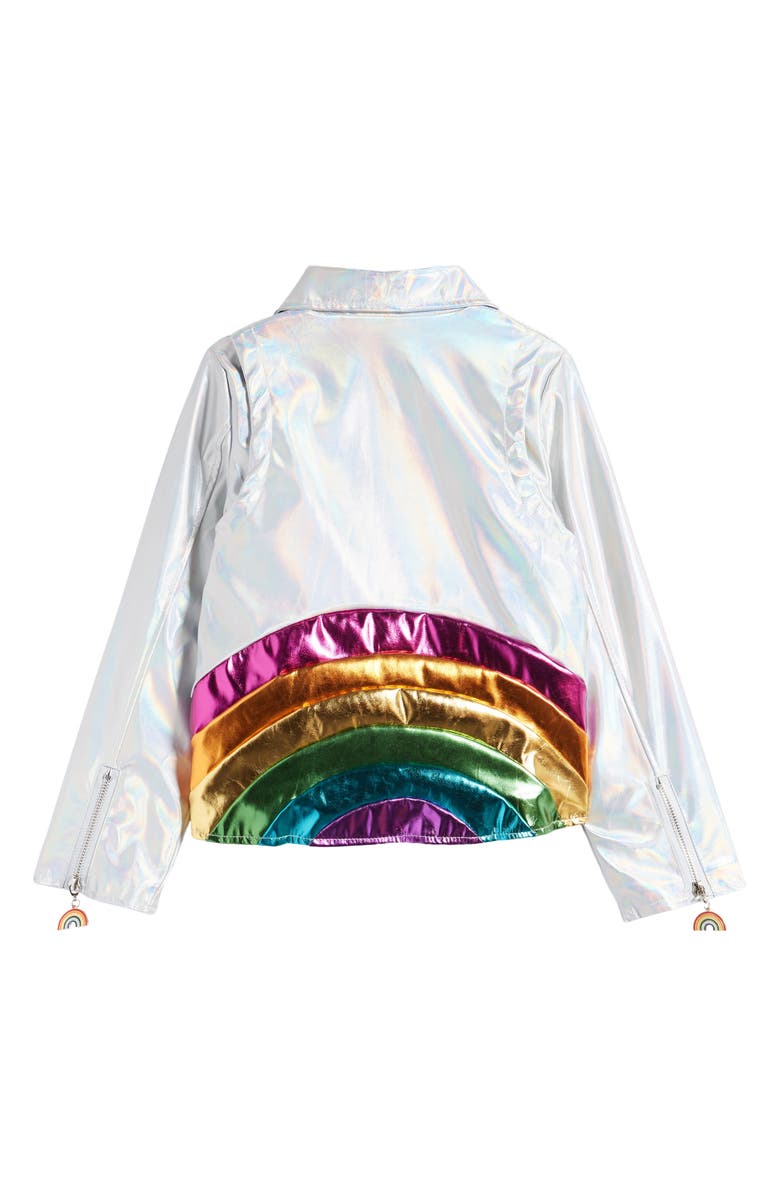 Lola + The Boys Kids' Metallic Rainbow Moto Jacket, Alternate, color, 