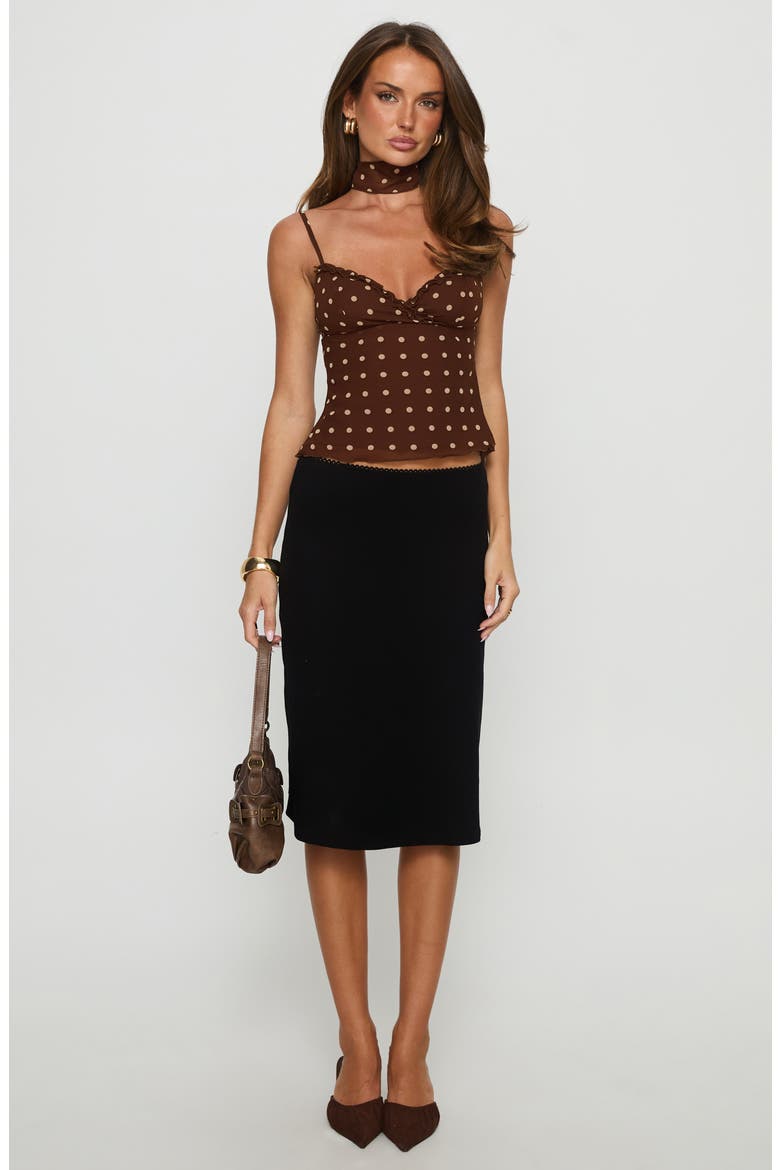 Mishy Scarf Detail Camisole, Alternate, color, BROWN POLKA
