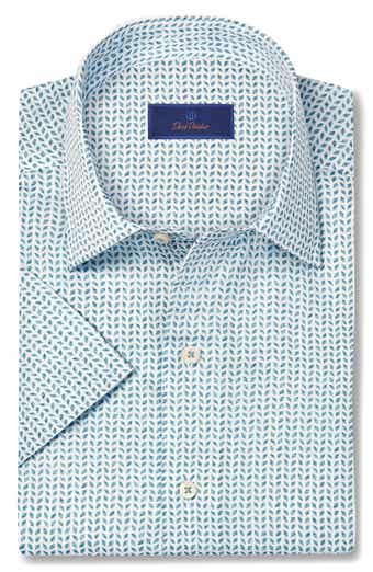 David Donahue Neat Print Lyocell Short Sleeve Shirt