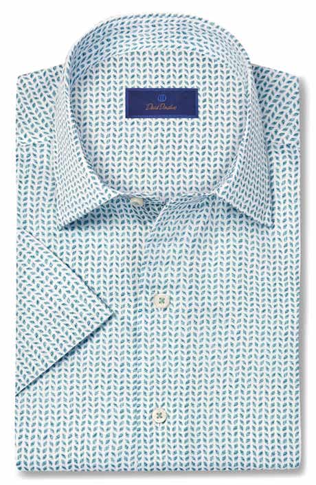 David Donahue Neat Print Lyocell Short Sleeve Shirt
